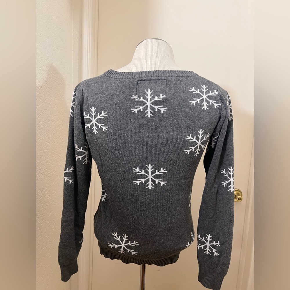 Tipsy Elves Gray Sweater with a snowman and snowflakes - Picture 2 of 4